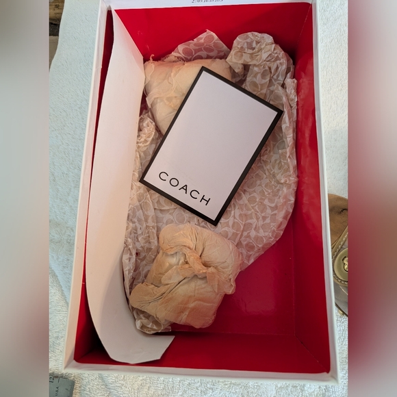 Coach Cagney Clear Bronze Gold Wooden Sz.7.5 Platform Slip-On Heels - Picture 12 of 13